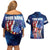 Bass Fishing Couples Matching Off Shoulder Short Dress and Hawaiian Shirt American Flag Patriotic and Cosmic Galaxy in Blue Red - Wonder Print Shop