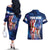 Bass Fishing Couples Matching Off The Shoulder Long Sleeve Dress and Hawaiian Shirt American Flag Patriotic and Cosmic Galaxy in Blue Red - Wonder Print Shop