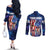 Bass Fishing Couples Matching Off The Shoulder Long Sleeve Dress and Long Sleeve Button Shirt American Flag Patriotic and Cosmic Galaxy in Blue Red - Wonder Print Shop