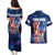 Bass Fishing Couples Matching Puletasi and Hawaiian Shirt American Flag Patriotic and Cosmic Galaxy in Blue Red - Wonder Print Shop