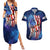 Bass Fishing Couples Matching Summer Maxi Dress and Hawaiian Shirt American Flag Patriotic and Cosmic Galaxy in Blue Red - Wonder Print Shop