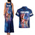 Bass Fishing Couples Matching Tank Maxi Dress and Hawaiian Shirt American Flag Patriotic and Cosmic Galaxy in Blue Red - Wonder Print Shop