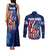 Bass Fishing Couples Matching Tank Maxi Dress and Long Sleeve Button Shirt American Flag Patriotic and Cosmic Galaxy in Blue Red - Wonder Print Shop