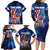 Bass Fishing Family Matching Long Sleeve Bodycon Dress and Hawaiian Shirt American Flag Patriotic and Cosmic Galaxy in Blue Red - Wonder Print Shop
