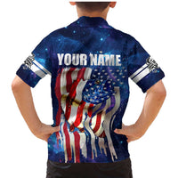 Bass Fishing Family Matching Mermaid Dress and Hawaiian Shirt American Flag Patriotic and Cosmic Galaxy in Blue Red - Wonder Print Shop