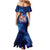Bass Fishing Family Matching Mermaid Dress and Hawaiian Shirt American Flag Patriotic and Cosmic Galaxy in Blue Red - Wonder Print Shop