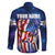 Bass Fishing Family Matching Off The Shoulder Long Sleeve Dress and Hawaiian Shirt American Flag Patriotic and Cosmic Galaxy in Blue Red - Wonder Print Shop
