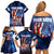 Bass Fishing Family Matching Off Shoulder Short Dress and Hawaiian Shirt American Flag Patriotic and Cosmic Galaxy in Blue Red - Wonder Print Shop