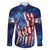 Bass Fishing Family Matching Off Shoulder Short Dress and Hawaiian Shirt American Flag Patriotic and Cosmic Galaxy in Blue Red - Wonder Print Shop