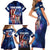 Bass Fishing Family Matching Short Sleeve Bodycon Dress and Hawaiian Shirt American Flag Patriotic and Cosmic Galaxy in Blue Red - Wonder Print Shop