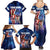 Bass Fishing Family Matching Summer Maxi Dress and Hawaiian Shirt American Flag Patriotic and Cosmic Galaxy in Blue Red - Wonder Print Shop