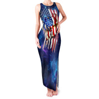 Bass Fishing Family Matching Tank Maxi Dress and Hawaiian Shirt American Flag Patriotic and Cosmic Galaxy in Blue Red - Wonder Print Shop