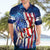 Bass Fishing Hawaiian Shirt American Flag Patriotic and Cosmic Galaxy in Blue Red - Wonder Print Shop