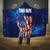 Bass Fishing Hooded Blanket American Flag Patriotic and Cosmic Galaxy in Blue Red - Wonder Print Shop
