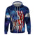 Bass Fishing Hoodie American Flag Patriotic and Cosmic Galaxy in Blue Red - Wonder Print Shop