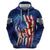 Bass Fishing Hoodie American Flag Patriotic and Cosmic Galaxy in Blue Red - Wonder Print Shop
