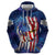 Bass Fishing Hoodie American Flag Patriotic and Cosmic Galaxy in Blue Red - Wonder Print Shop