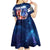 Bass Fishing Kid Short Sleeve Dress American Flag Patriotic and Cosmic Galaxy in Blue Red - Wonder Print Shop