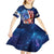 Bass Fishing Kid Short Sleeve Dress American Flag Patriotic and Cosmic Galaxy in Blue Red - Wonder Print Shop