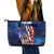 Bass Fishing Leather Tote Bag American Flag Patriotic and Cosmic Galaxy in Blue Red - Wonder Print Shop