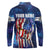 Bass Fishing Long Sleeve Polo Shirt American Flag Patriotic and Cosmic Galaxy in Blue Red - Wonder Print Shop