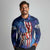 Bass Fishing Long Sleeve Polo Shirt American Flag Patriotic and Cosmic Galaxy in Blue Red - Wonder Print Shop