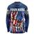 Bass Fishing Long Sleeve Shirt American Flag Patriotic and Cosmic Galaxy in Blue Red - Wonder Print Shop