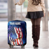 Bass Fishing Luggage Cover American Flag Patriotic and Cosmic Galaxy in Blue Red - Wonder Print Shop