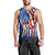 Bass Fishing Men Tank Top American Flag Patriotic and Cosmic Galaxy in Blue Red - Wonder Print Shop