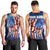 Bass Fishing Men Tank Top American Flag Patriotic and Cosmic Galaxy in Blue Red - Wonder Print Shop