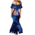 Bass Fishing Mermaid Dress American Flag Patriotic and Cosmic Galaxy in Blue Red - Wonder Print Shop