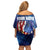 Bass Fishing Off Shoulder Short Dress American Flag Patriotic and Cosmic Galaxy in Blue Red - Wonder Print Shop