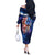 Bass Fishing Off The Shoulder Long Sleeve Dress American Flag Patriotic and Cosmic Galaxy in Blue Red - Wonder Print Shop