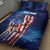 Bass Fishing Quilt Bed Set American Flag Patriotic and Cosmic Galaxy in Blue Red - Wonder Print Shop