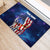 Bass Fishing Rubber Doormat American Flag Patriotic and Cosmic Galaxy in Blue Red - Wonder Print Shop