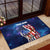 Bass Fishing Rubber Doormat American Flag Patriotic and Cosmic Galaxy in Blue Red - Wonder Print Shop
