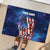 Bass Fishing Rubber Doormat American Flag Patriotic and Cosmic Galaxy in Blue Red - Wonder Print Shop