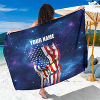 Bass Fishing Sarong American Flag Patriotic and Cosmic Galaxy in Blue Red - Wonder Print Shop