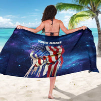 Bass Fishing Sarong American Flag Patriotic and Cosmic Galaxy in Blue Red - Wonder Print Shop
