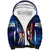 Bass Fishing Sherpa Hoodie American Flag Patriotic and Cosmic Galaxy in Blue Red - Wonder Print Shop