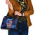 Bass Fishing Shoulder Handbag American Flag Patriotic and Cosmic Galaxy in Blue Red - Wonder Print Shop