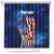 Bass Fishing Shower Curtain American Flag Patriotic and Cosmic Galaxy in Blue Red - Wonder Print Shop