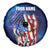 Bass Fishing Spare Tire Cover American Flag Patriotic and Cosmic Galaxy in Blue Red - Wonder Print Shop