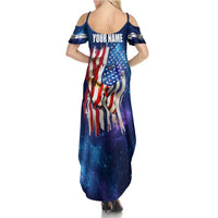 Bass Fishing Summer Maxi Dress American Flag Patriotic and Cosmic Galaxy in Blue Red - Wonder Print Shop