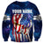 Bass Fishing Sweatshirt American Flag Patriotic and Cosmic Galaxy in Blue Red - Wonder Print Shop
