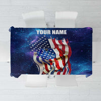 Bass Fishing Tablecloth American Flag Patriotic and Cosmic Galaxy in Blue Red - Wonder Print Shop
