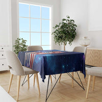 Bass Fishing Tablecloth American Flag Patriotic and Cosmic Galaxy in Blue Red - Wonder Print Shop