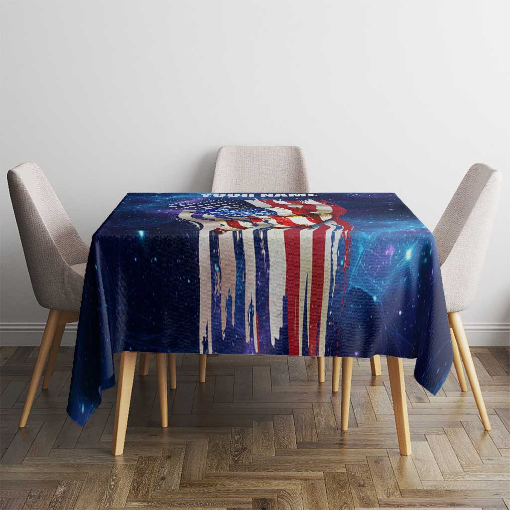 Bass Fishing Tablecloth American Flag Patriotic and Cosmic Galaxy in Blue Red - Wonder Print Shop