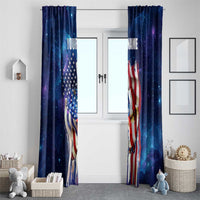 Bass Fishing Window Curtain American Flag Patriotic and Cosmic Galaxy in Blue Red - Wonder Print Shop