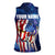 Bass Fishing Women Sleeveless Polo Shirt American Flag Patriotic and Cosmic Galaxy in Blue Red - Wonder Print Shop